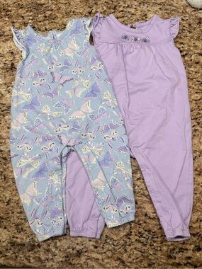 Bundles by Place Baby Girls' Butterfly One-Piece Romper - 2-Pack 6-9months